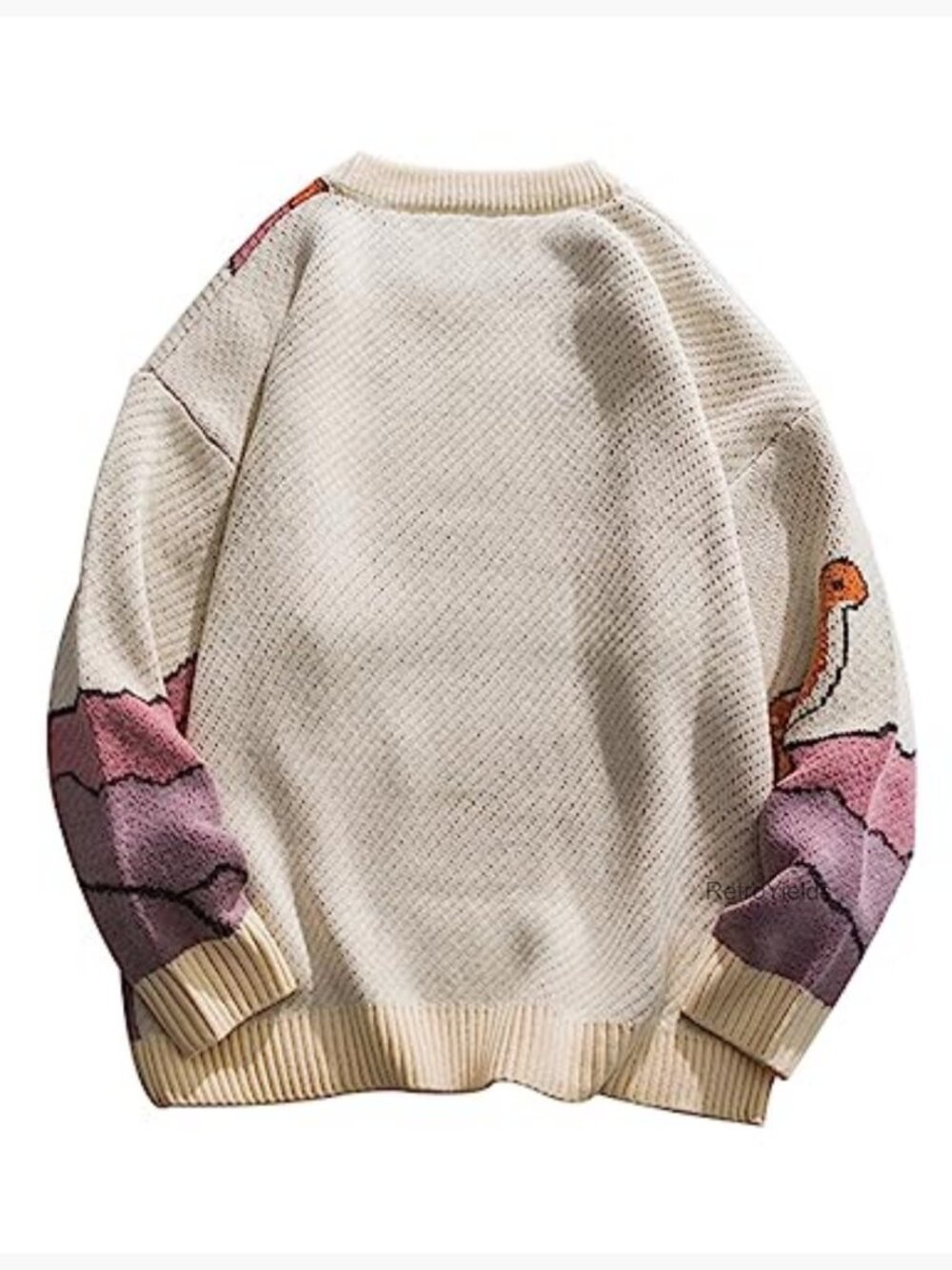 Oversized Dinosaur Knit Pullover Sweater Unisex Crewneck - Picture 3 of 7